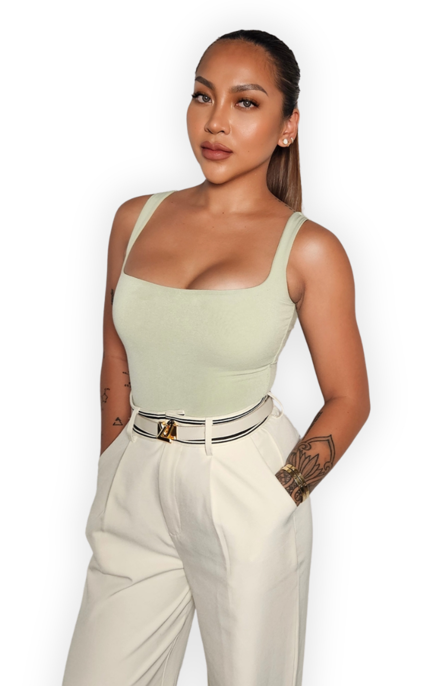 MELANIA DOUBLE LAYER SQUARE NECK TOP