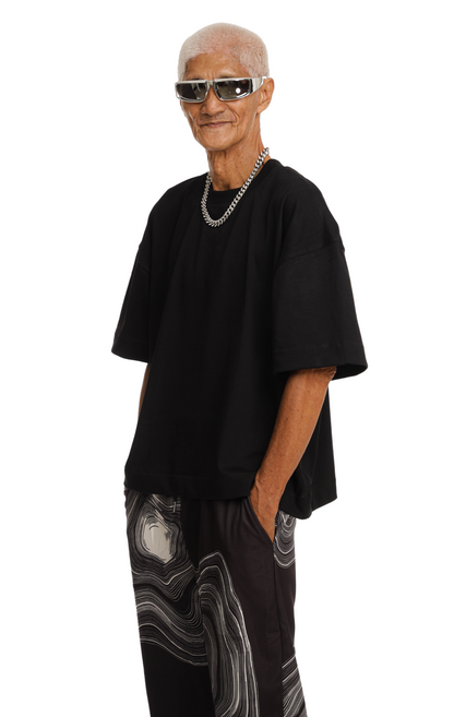 310GSM CROP OVERSIZE TEE- BLACK