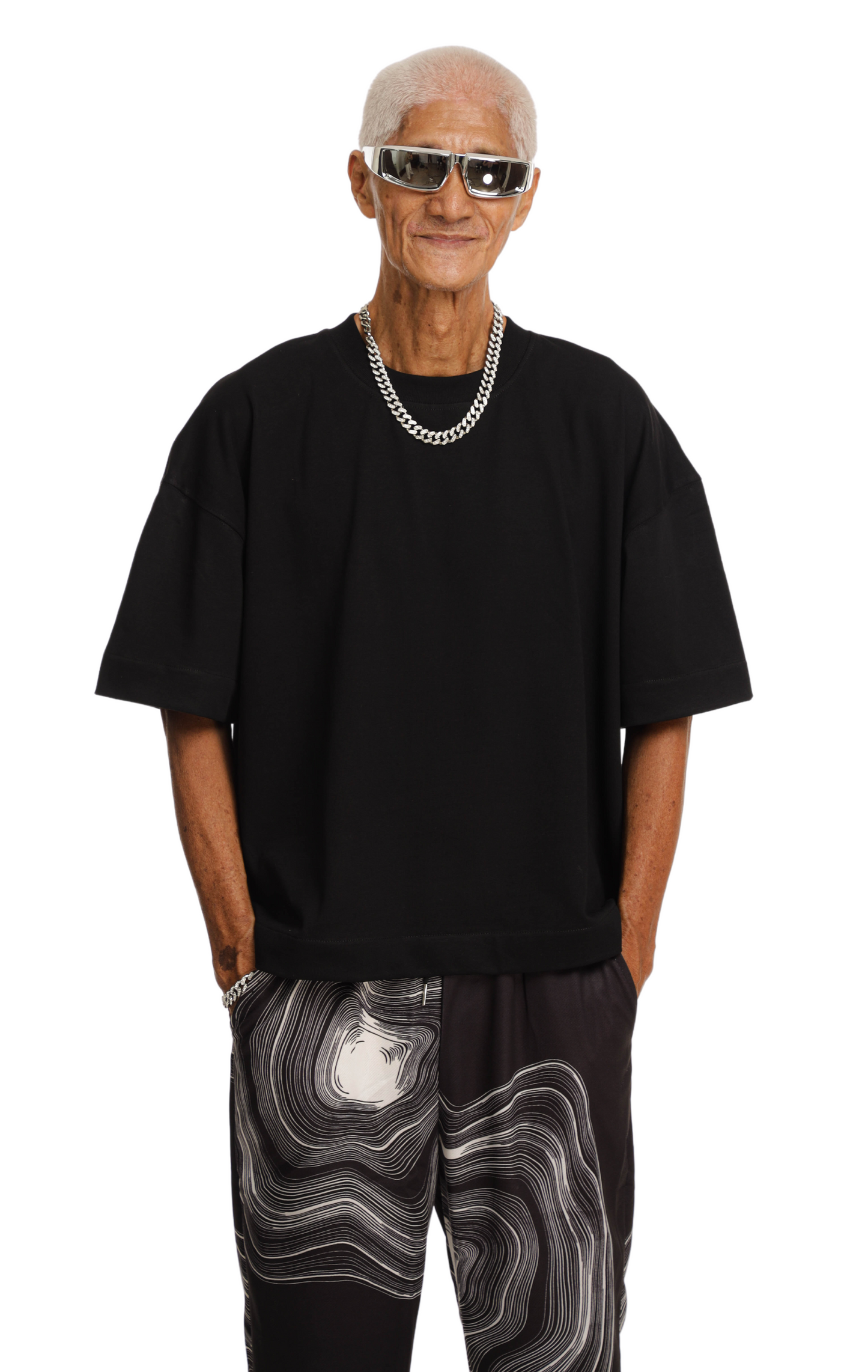 310GSM CROP OVERSIZE TEE- BLACK