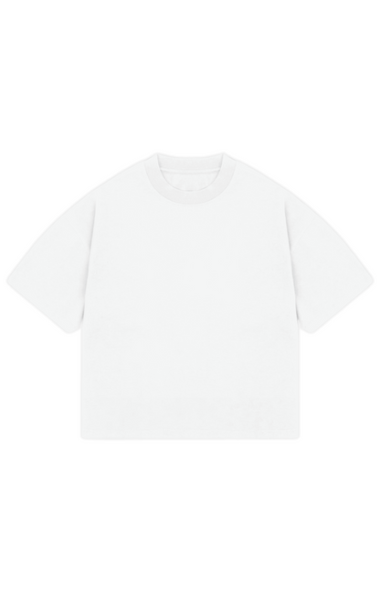 310GSM CROP OVERSIZE TEE - WHITE