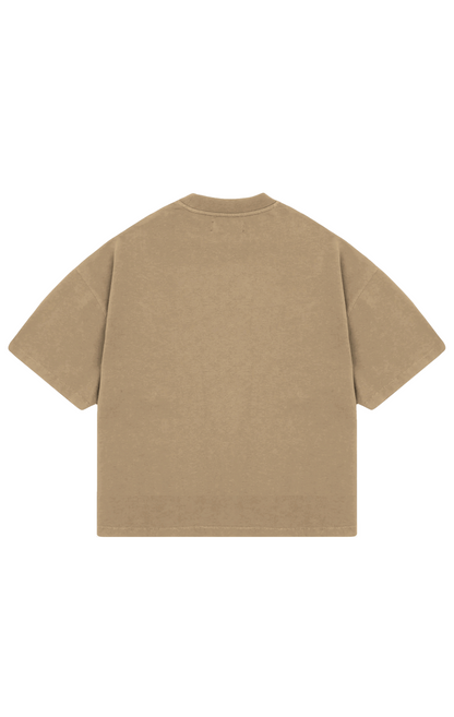 310GSM CROP OVERSIZE TEE - CARAMEL