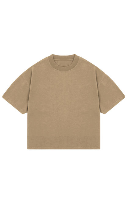 310GSM CROP OVERSIZE TEE - CARAMEL