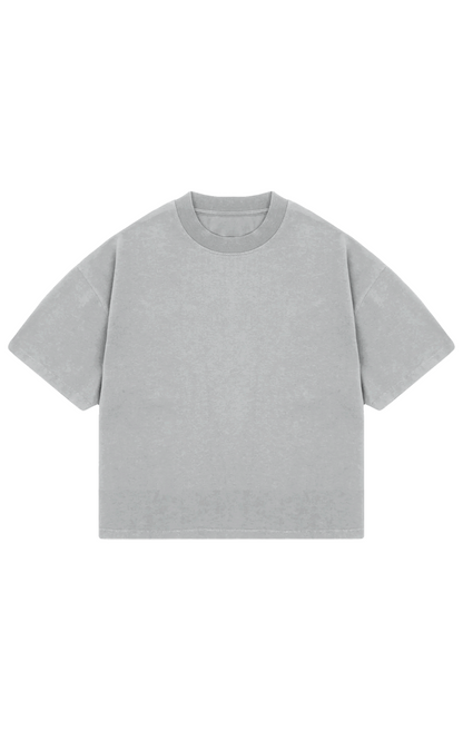 310GSM CROP OVERSIZE TEE - ASH