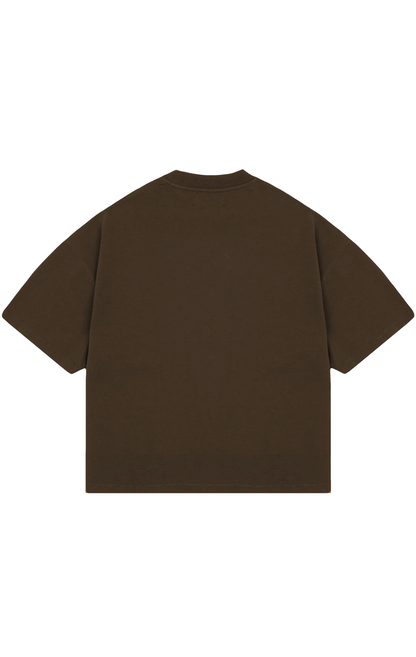 310GSM CROP OVERSIZE TEE - BROWN