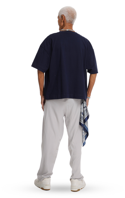 310GSM CROP OVERSIZE TEE- NAVY