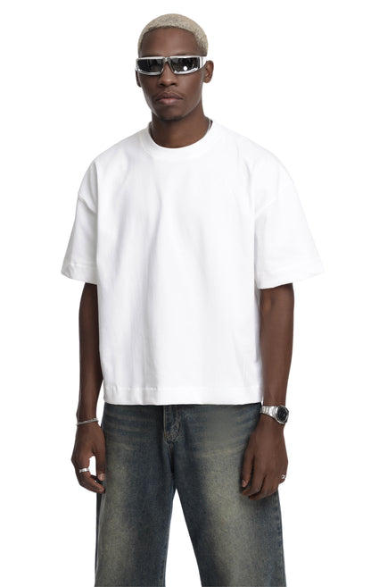 310GSM CROP OVERSIZE TEE- WHITE