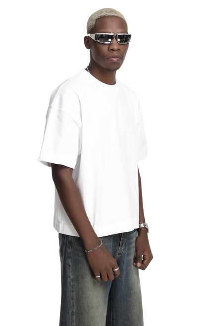 310GSM CROP OVERSIZE TEE- WHITE
