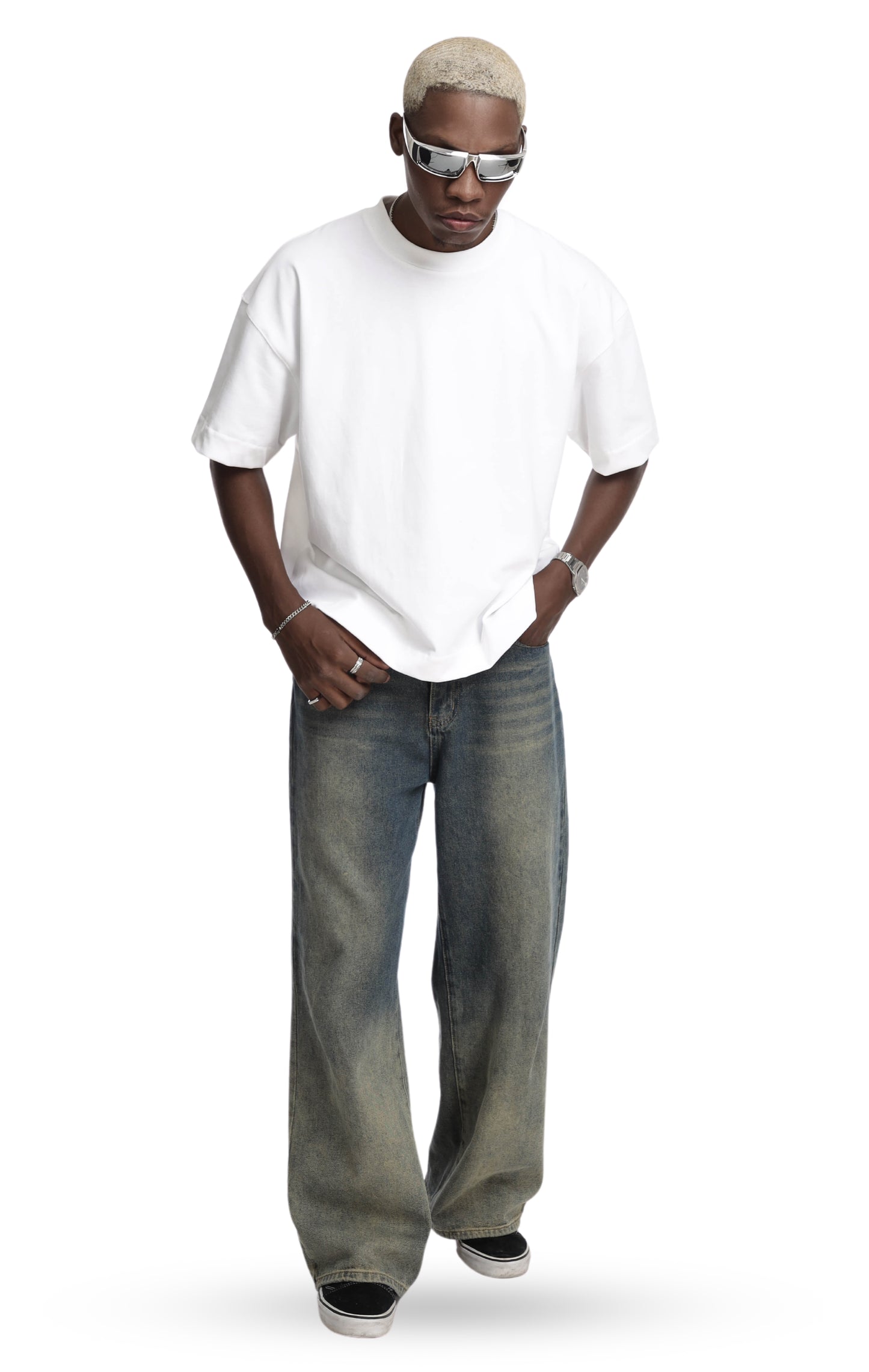 310GSM CROP OVERSIZE TEE- WHITE