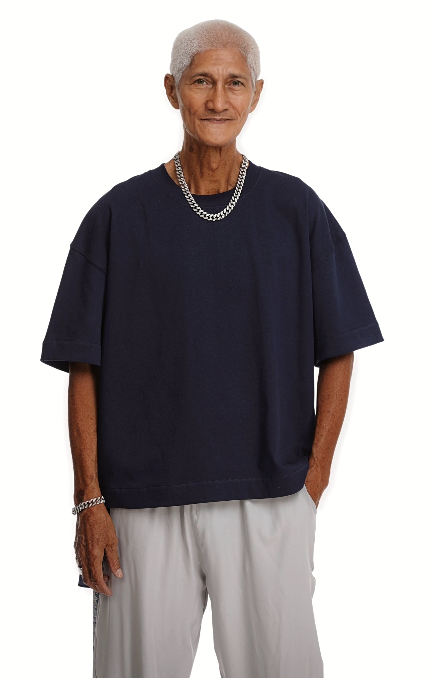 310GSM CROP OVERSIZE TEE- NAVY