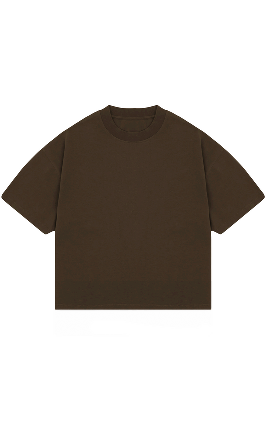 310GSM CROP OVERSIZE TEE- BROWN